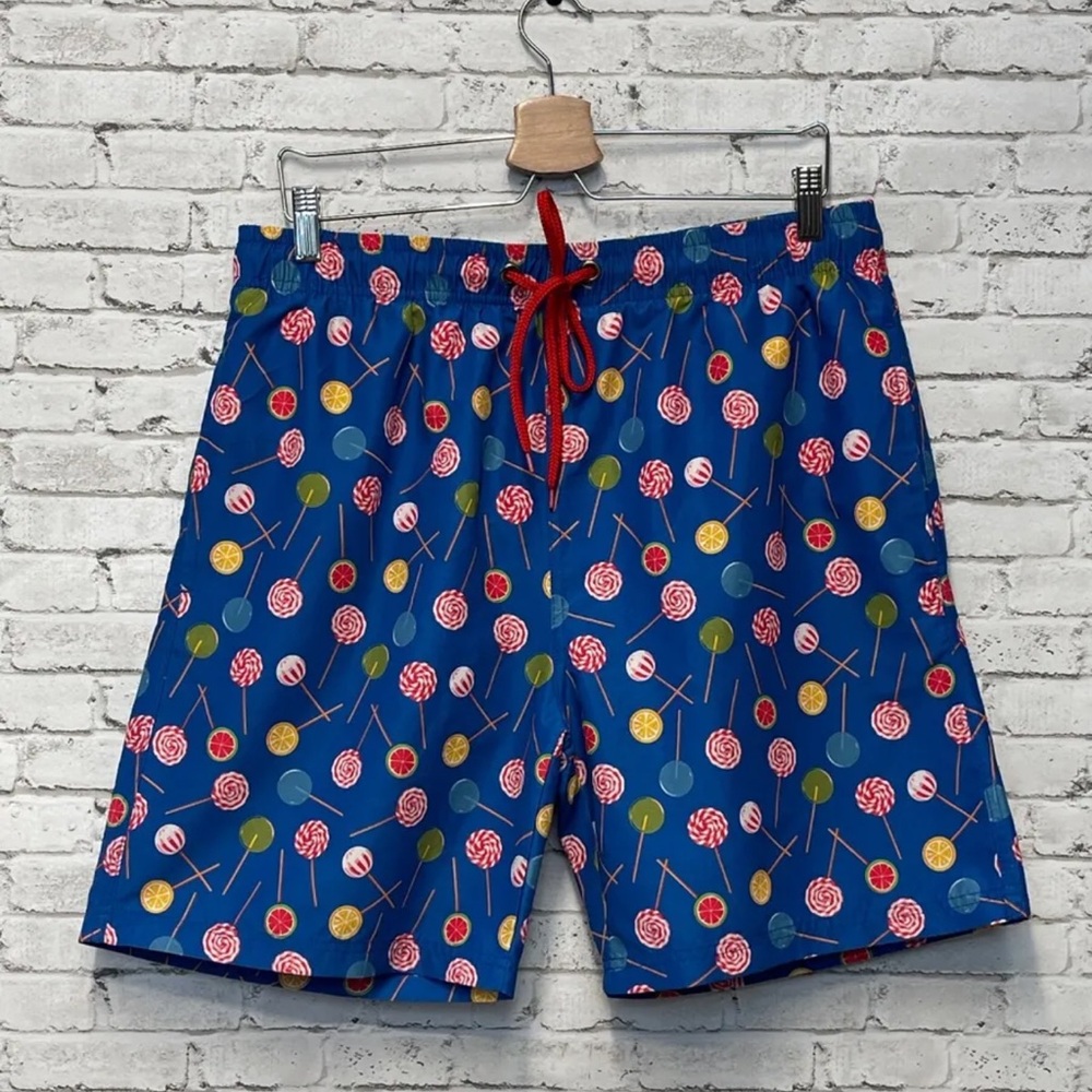 Mens US Surf Club Hawaii Drawstring Lined Swim Board Shorts Lollipops Size XL